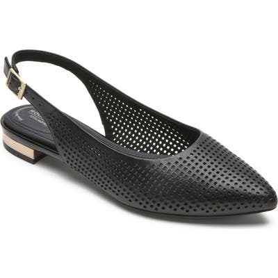 Rockport Adelyn Perforated Slingback Flat, Black