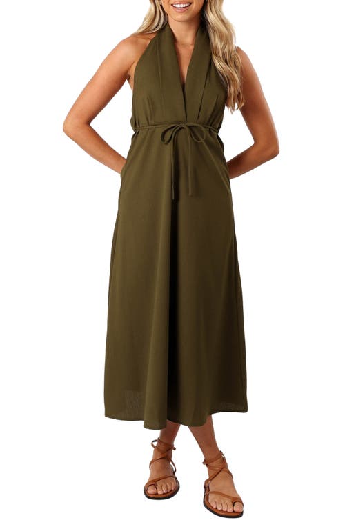 Ivy Halter Dress in Olive