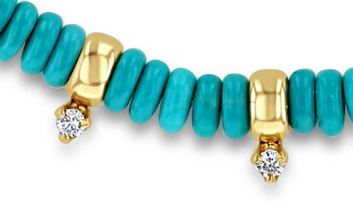 Zoë Chicco 14k Yellow Gold Gemstone Beads Turquoise & Diamond Collar Necklace, 16-18 In Yellow Gold