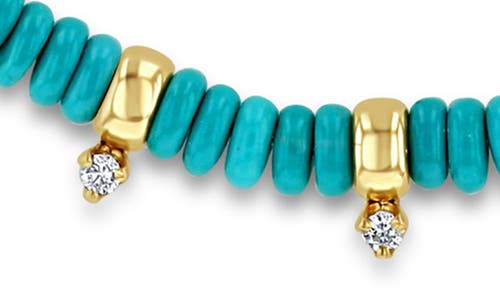 Shop Zoë Chicco Turquoise Beaded Necklace In Yellow Gold