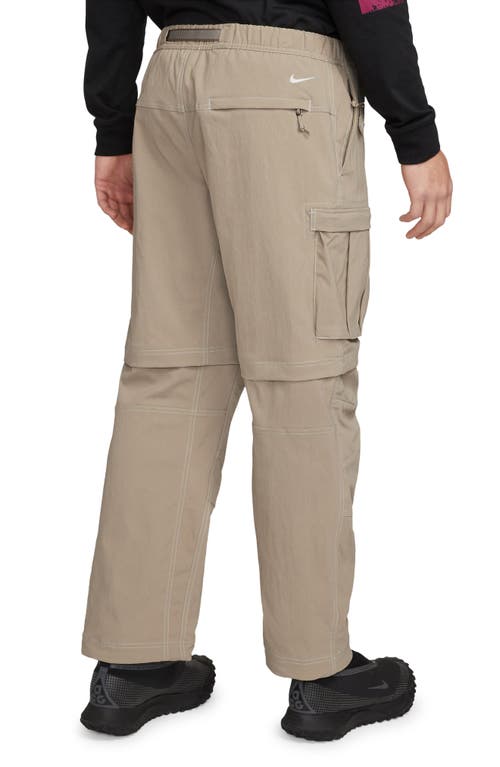 Shop Nike Acg Smith Summit Convertible Cargo Pants In Khaki/light Iron Ore/white