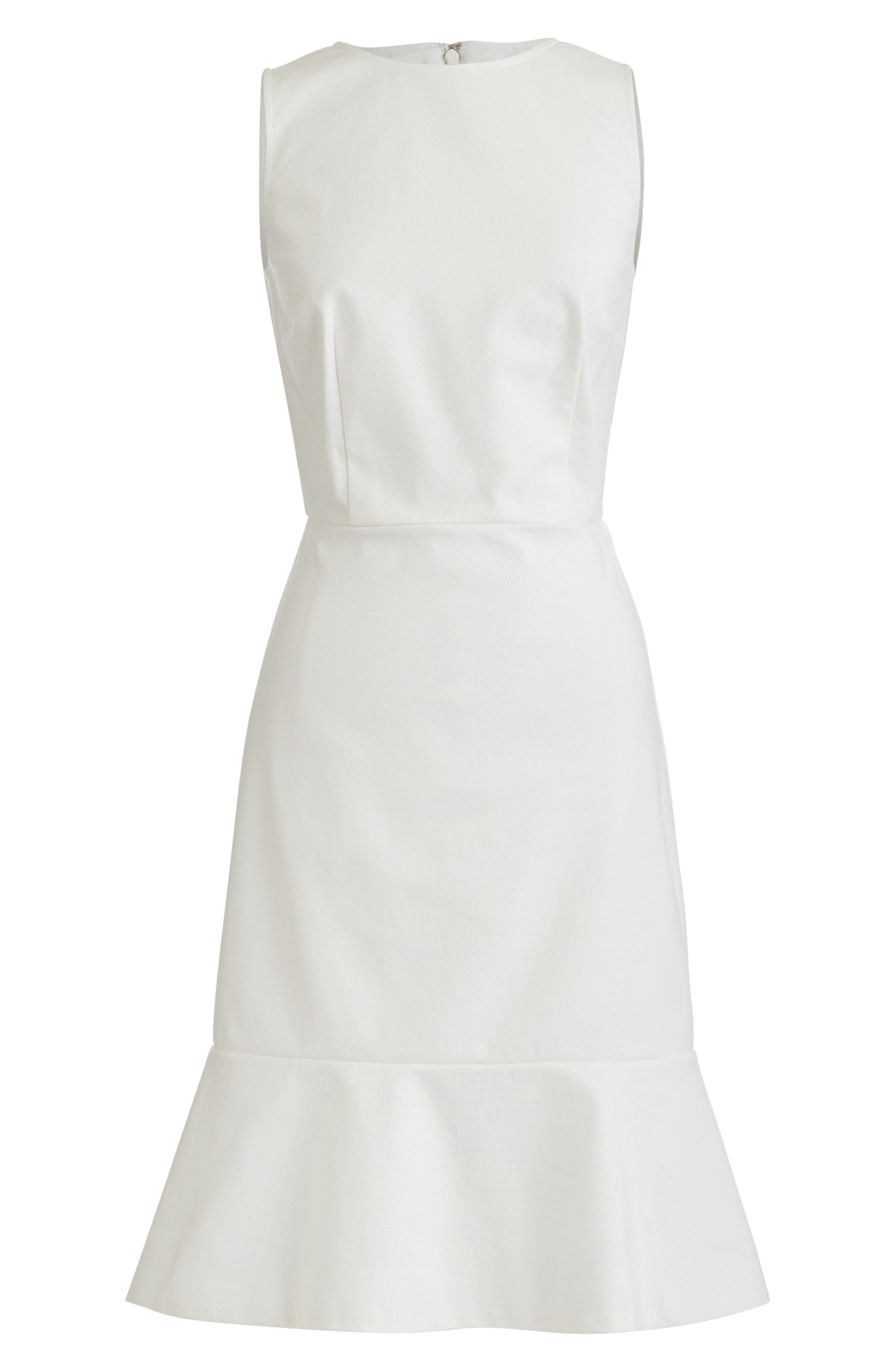 J.crew Fluted Hem Stretch Pique Sheath Dress, Ivory