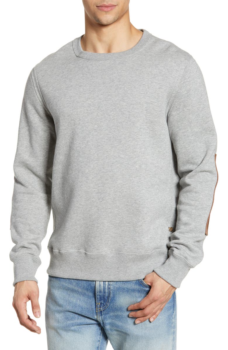 Billy Reid Dover Crewneck Sweatshirt with Leather Elbow Patches | Nordstrom