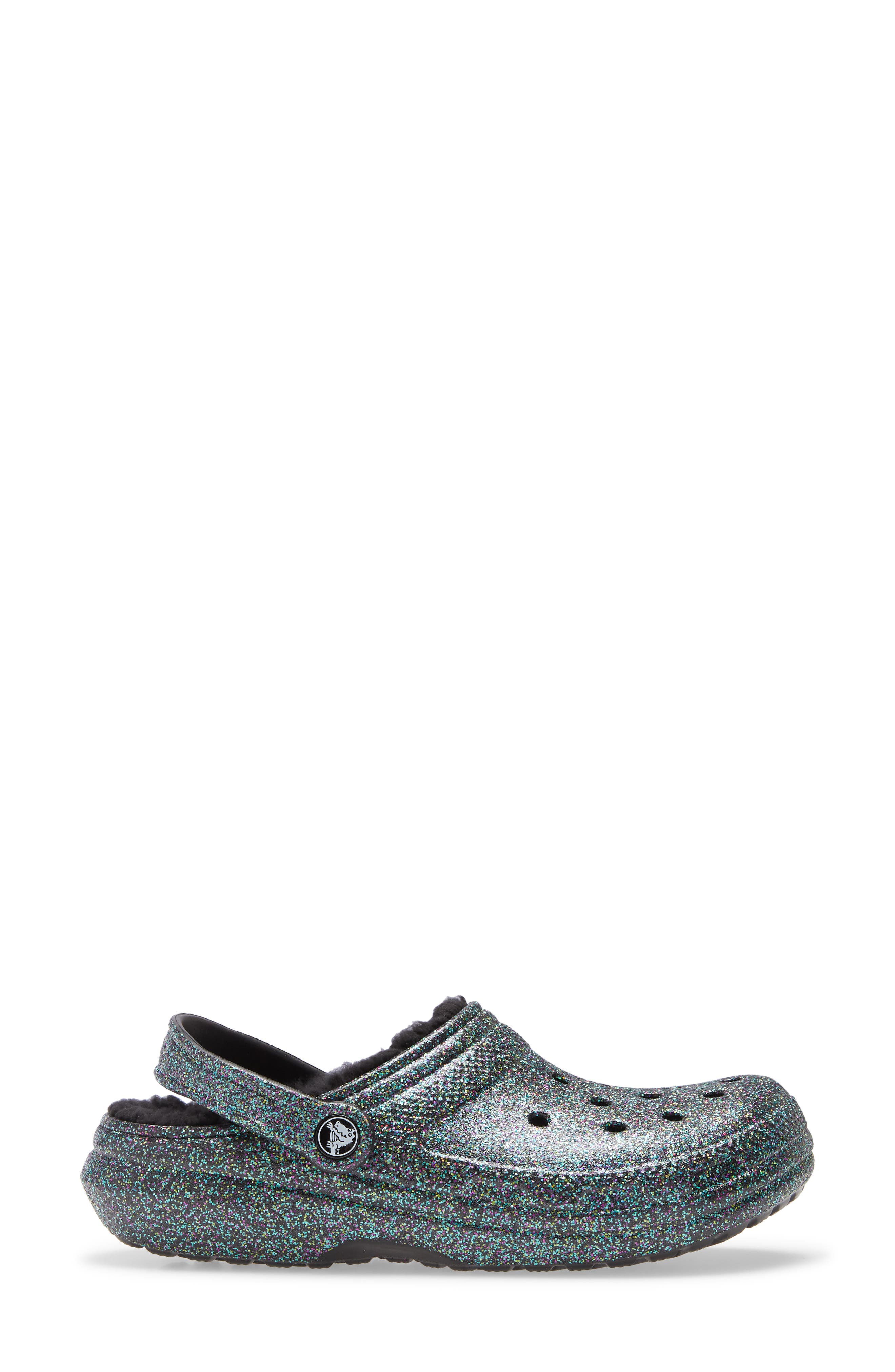 womens black glitter crocs