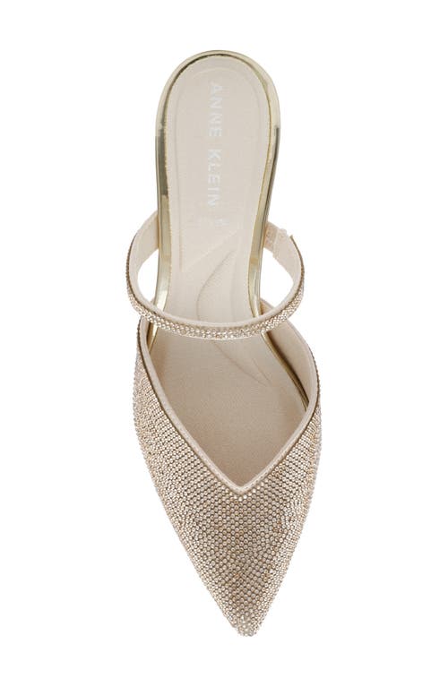 Shop Anne Klein Idina Mary Jane Pointed Toe Kitten Heel Mule In Gold Crystal