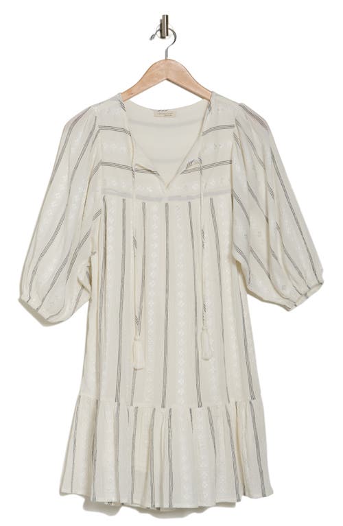 Shop Lovestitch Stripe Cotton Blend Dress In Off White/black