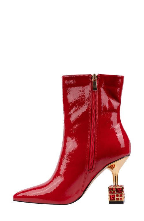 Lady Couture Crown Pointed Toe Bootie In Red