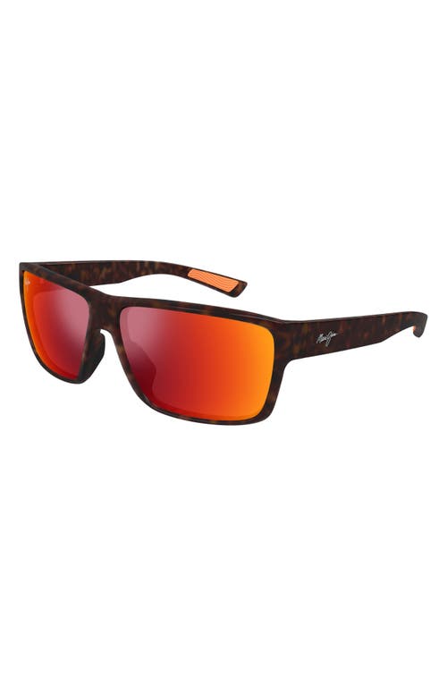 Maui Jim Uila 62mm Polarizedplus2® Oversize Rectangular Sunglasses In Brown/hawaii Lava