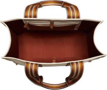 LORO PIANA Suitcase striped cotton and linen-blend canvas clutch
