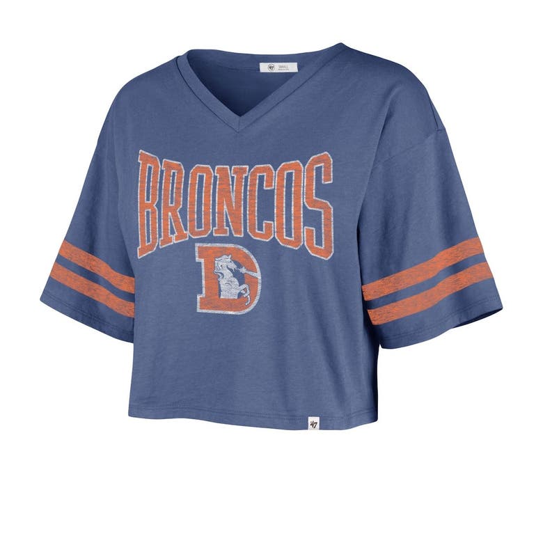 47 ' Royal Denver Broncos Fanfare Sport V-neck Crop Top