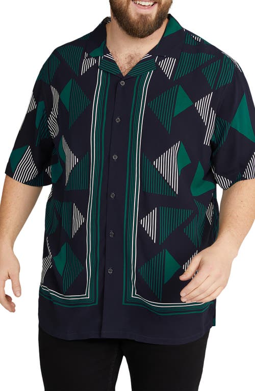 Shop Johnny Bigg Travis Relaxed Fit Geo Print Camp Shirt In Navy