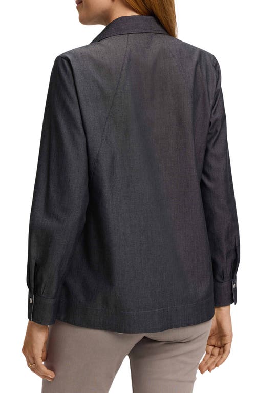 Shop Foxcroft Veronica Double Face Button-up Shirt In Charcoal