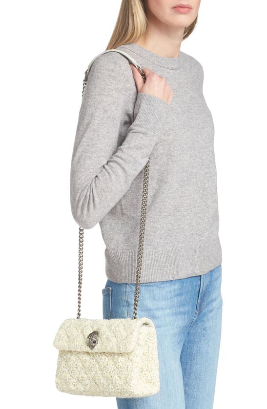 Shop Kurt Geiger Medium Kensington Tweed Convertible Crossbody Bag In Open White