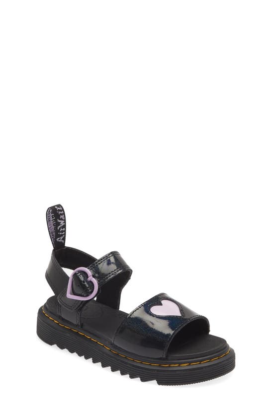 Dr. Martens Girls' Marlowe Hearts Sandals - Toddler, Little Kid, Big Kid In Black Galaxy Shimmer