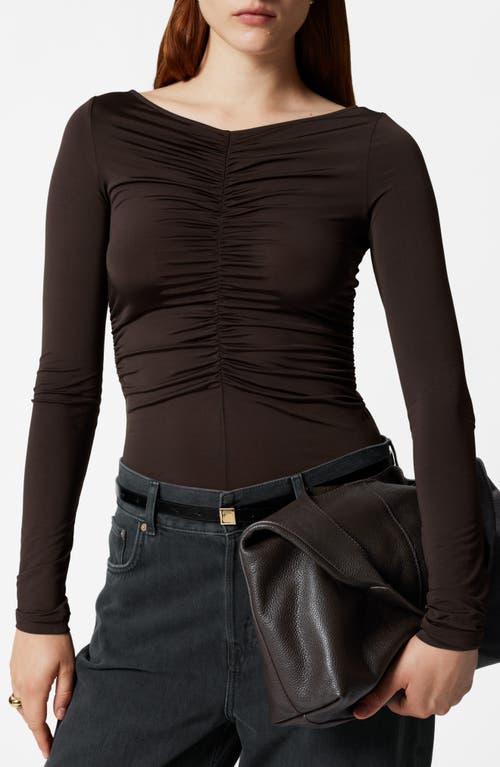 Shop & Other Stories Ruched Top In Brown Dark