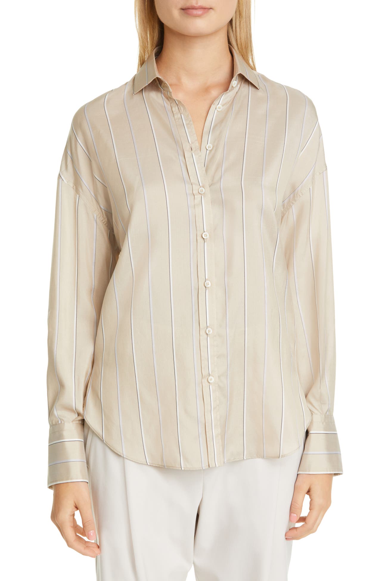 Brunello Cucinelli | Stripe Silk Shirt | Nordstrom Rack