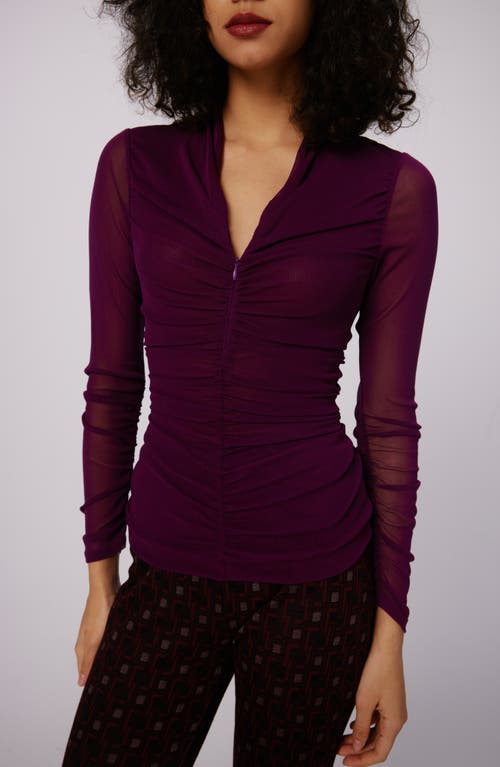 Shop Dvf Diane Von Furstenberg Julie Long Sleeve Top In Velvet Plum