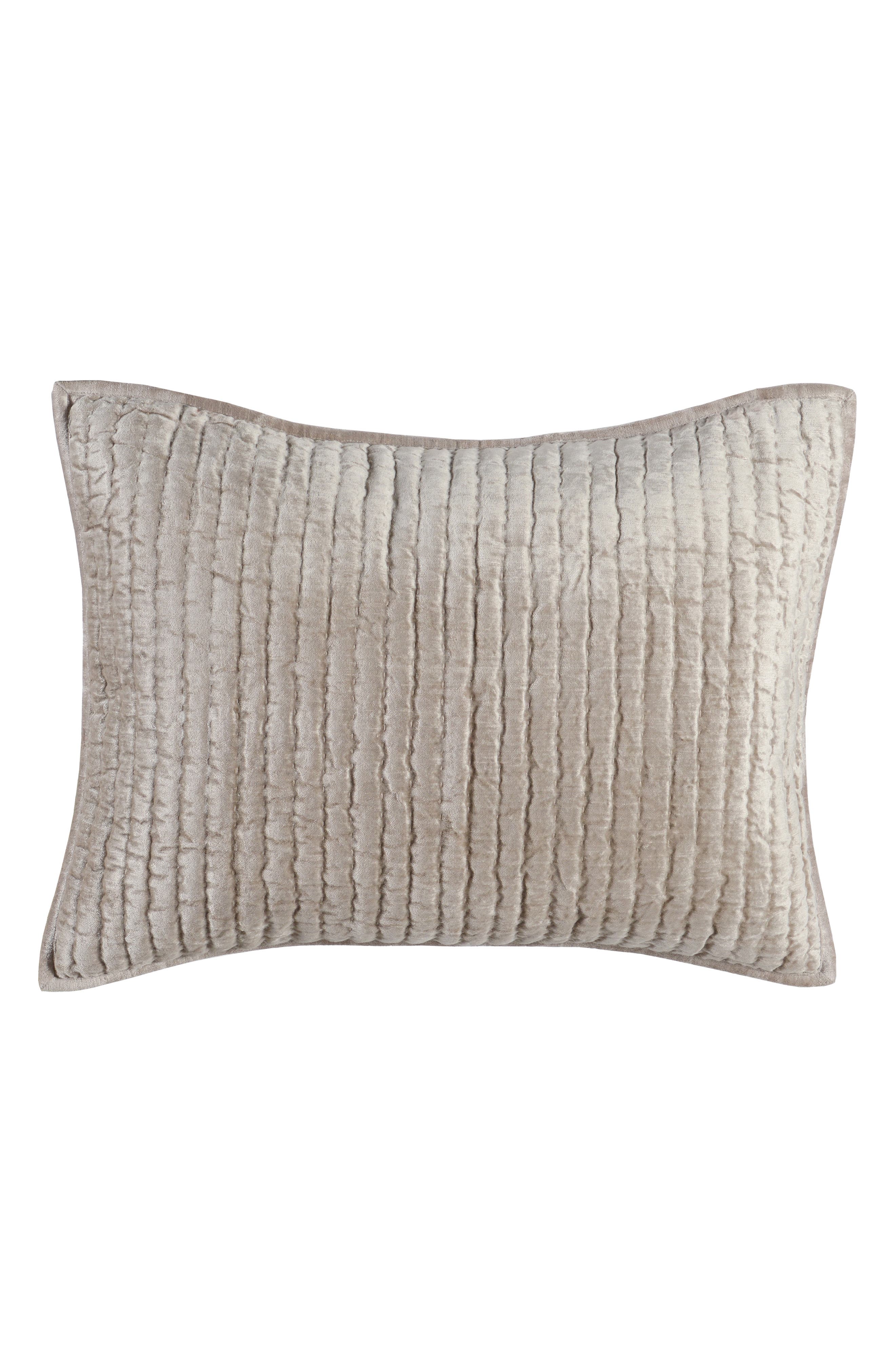 Dimitry 100% Rayon Velvet Pebble Beige King Sham by Kosas Home