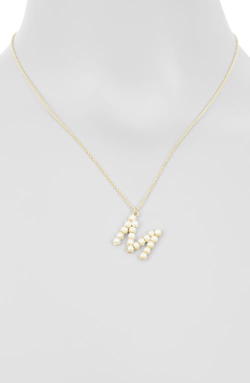 Meshmerise Imitation Pearl Initial Pendant Necklace In Yellow-m