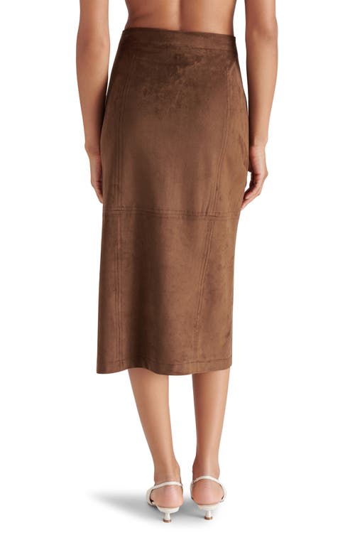 Shop Steve Madden Riya Faux Suede Midi Skirt In Coco