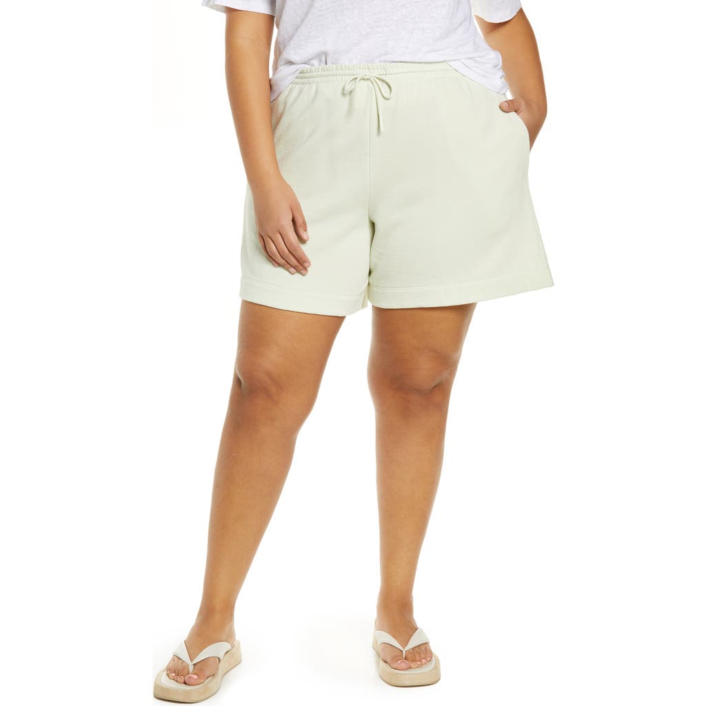 Shop Vince Essential Pull-on Cotton Sweat Shorts In Honeydew