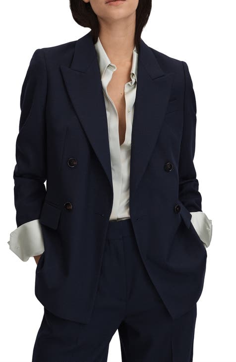 Reiss, Jackets & Coats, Reiss Gray Womens Pants Suit Austin Jacket Blazer  One Button Size 8
