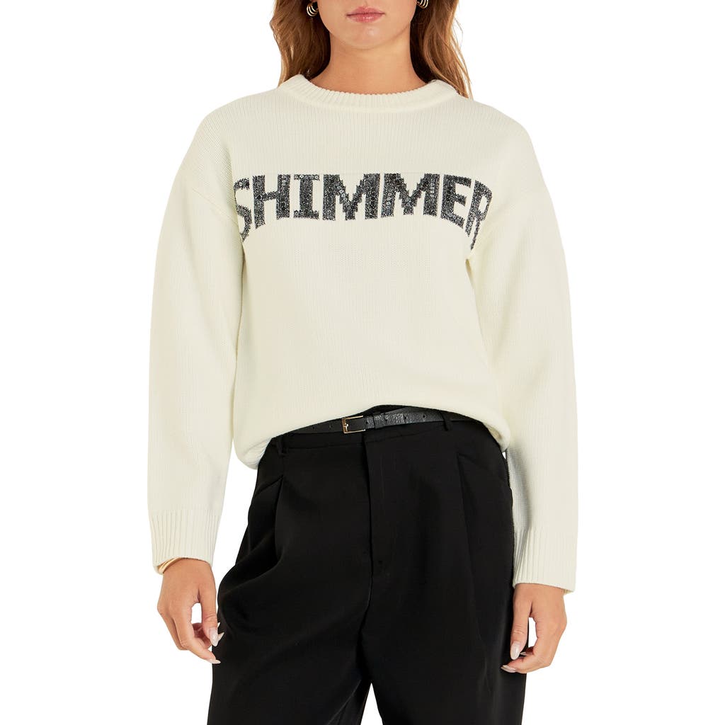 English Factory Sequin Sweater In Off White