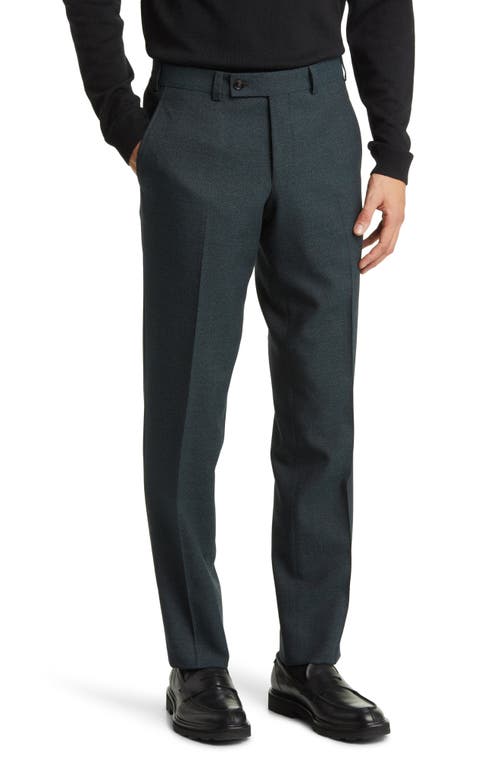 Ted Baker London Jerome Flat Front Wool Dress Pants Forest Teal at Nordstrom,