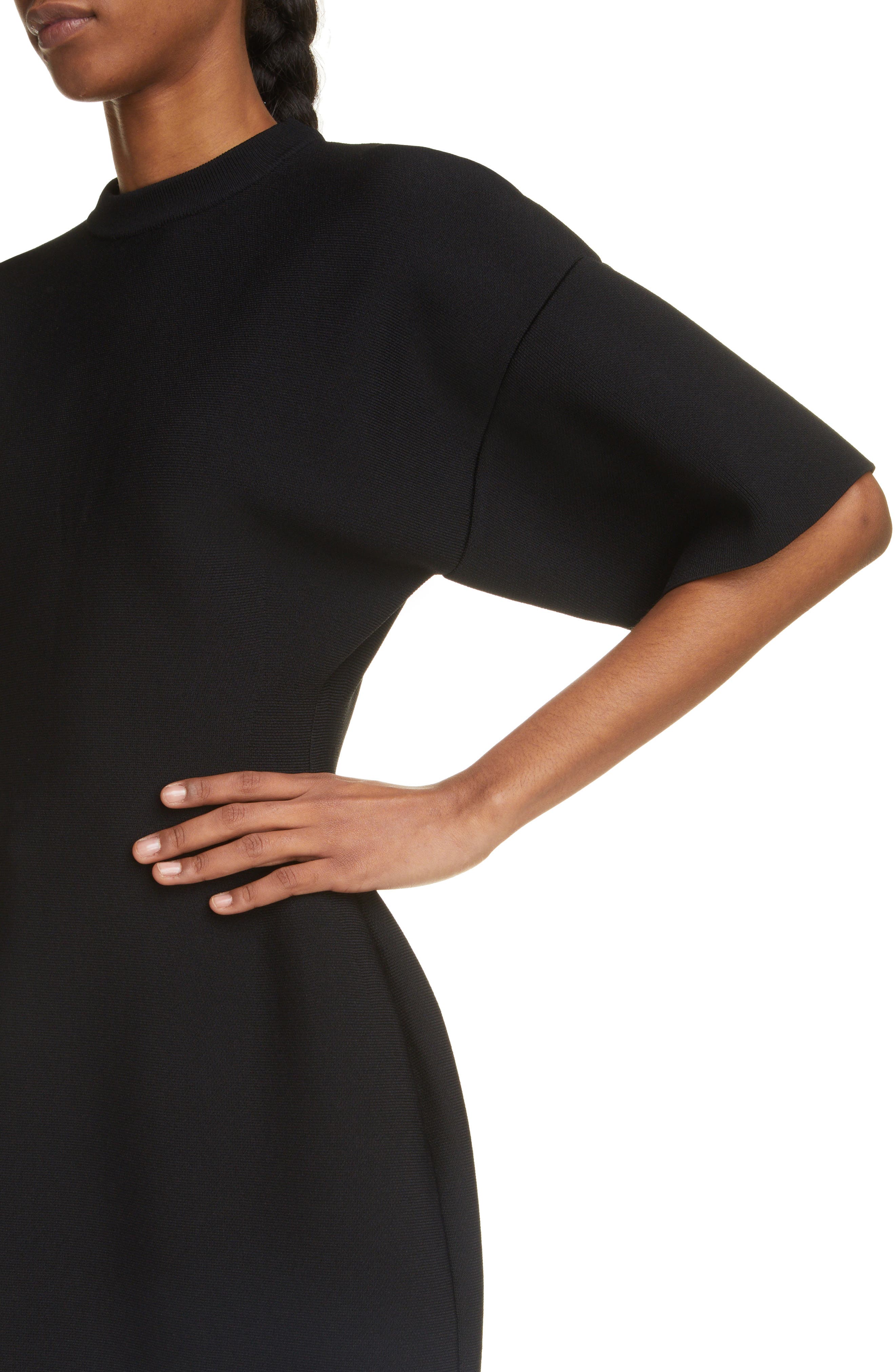 balenciaga black sweater dress Belted brushed-knit turtleneck mini dress - black