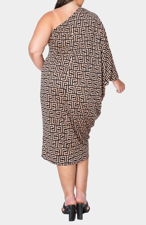 L I V D Persephone One-shoulder Bracelet Sleeve Dress In Black Stone