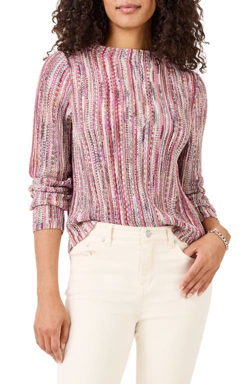 Shop Nic + Zoe Nic+zoe From The Top Stripe Sweater In Pink Multi