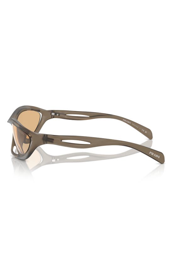 Prada 63mm Oversize Cat Eye Sunglasses In Loden Frosted/ Orange Mirror