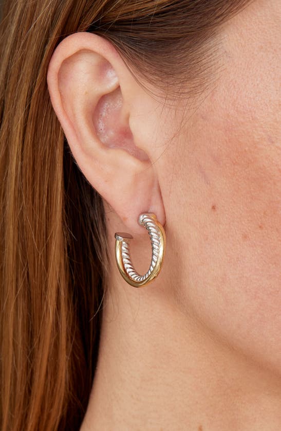 Savvy Cie Jewels Tow Tone Hoop Earrings In White
