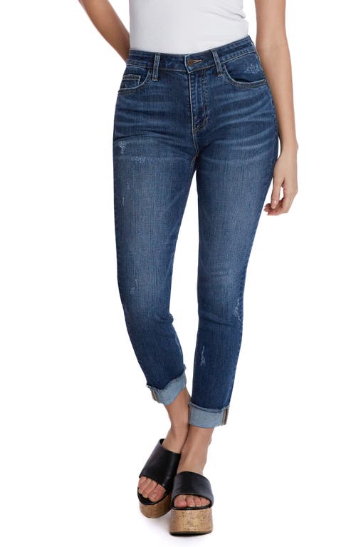 Shop Hint Of Blu Cuffed Crop Skinny Jeans In Aged Indigo