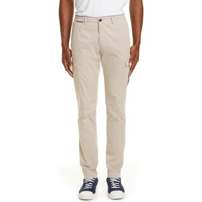 Eleventy Flat Front Stretch Cotton Cargo Dress Pants Brown