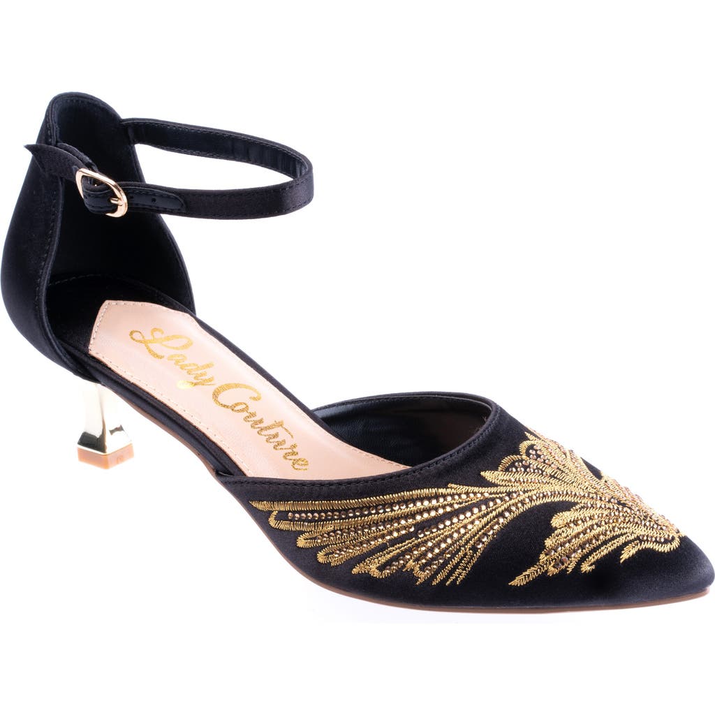 Lady Couture Kate Kitten Heel Pump In Black/gold
