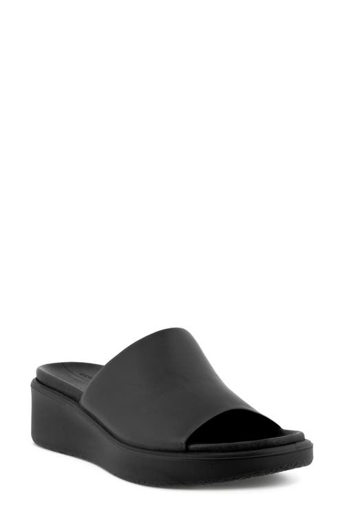 ECCO Flowt Wedge Slide Sandal in Black Leather at Nordstrom, Size 6-6.5Us