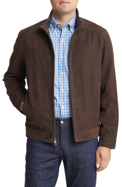 Peter Millar Anniversary Leather Bomber Jacket in Chocolate