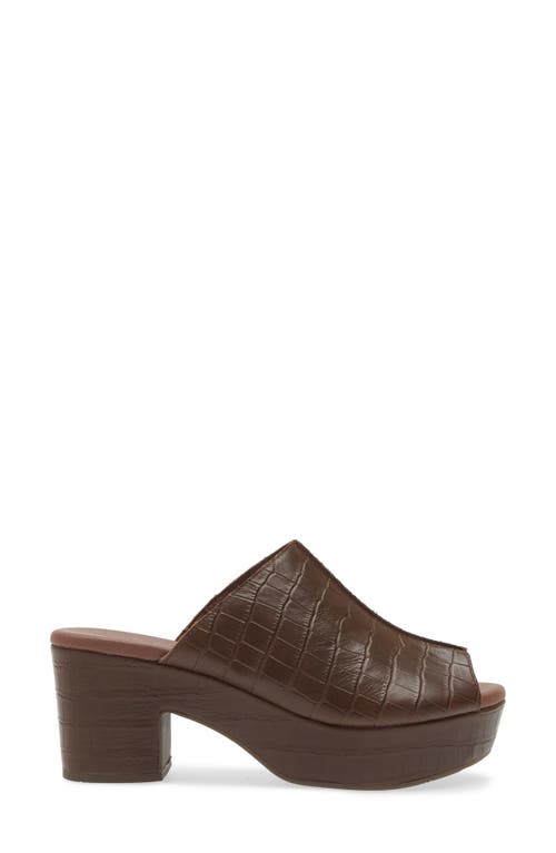 Shop Chocolat Blu Platform Slide Sandal In Brown Embossed Crocodile