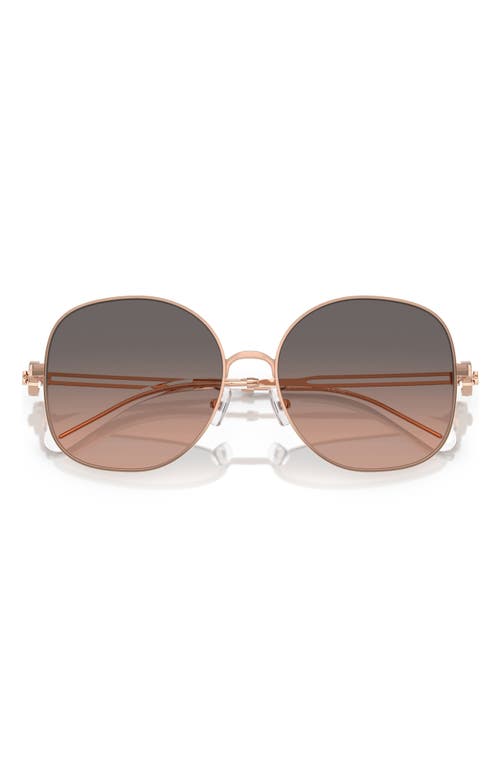 Tory Burch 56mm Gradient Round Sunglasses In Gold Brown