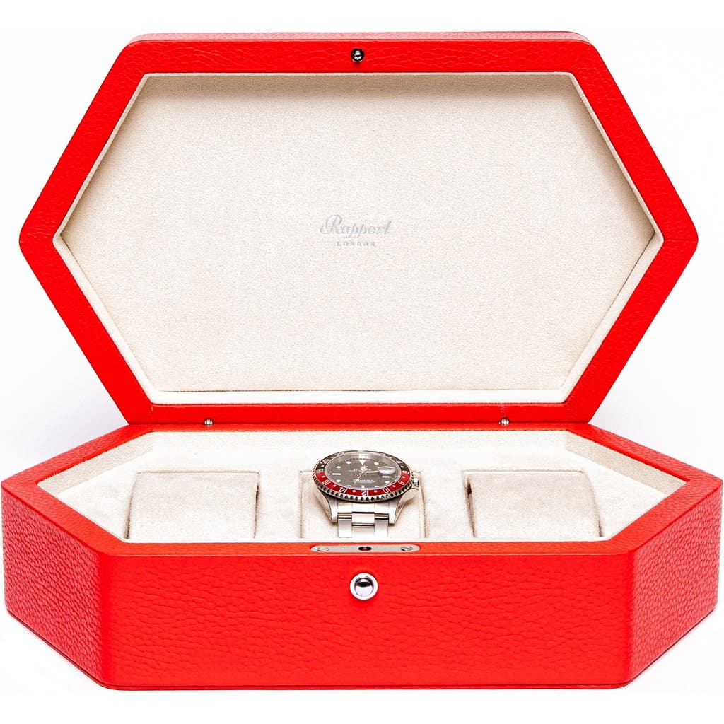 Rapport London Portobello Three Watch Box In Red