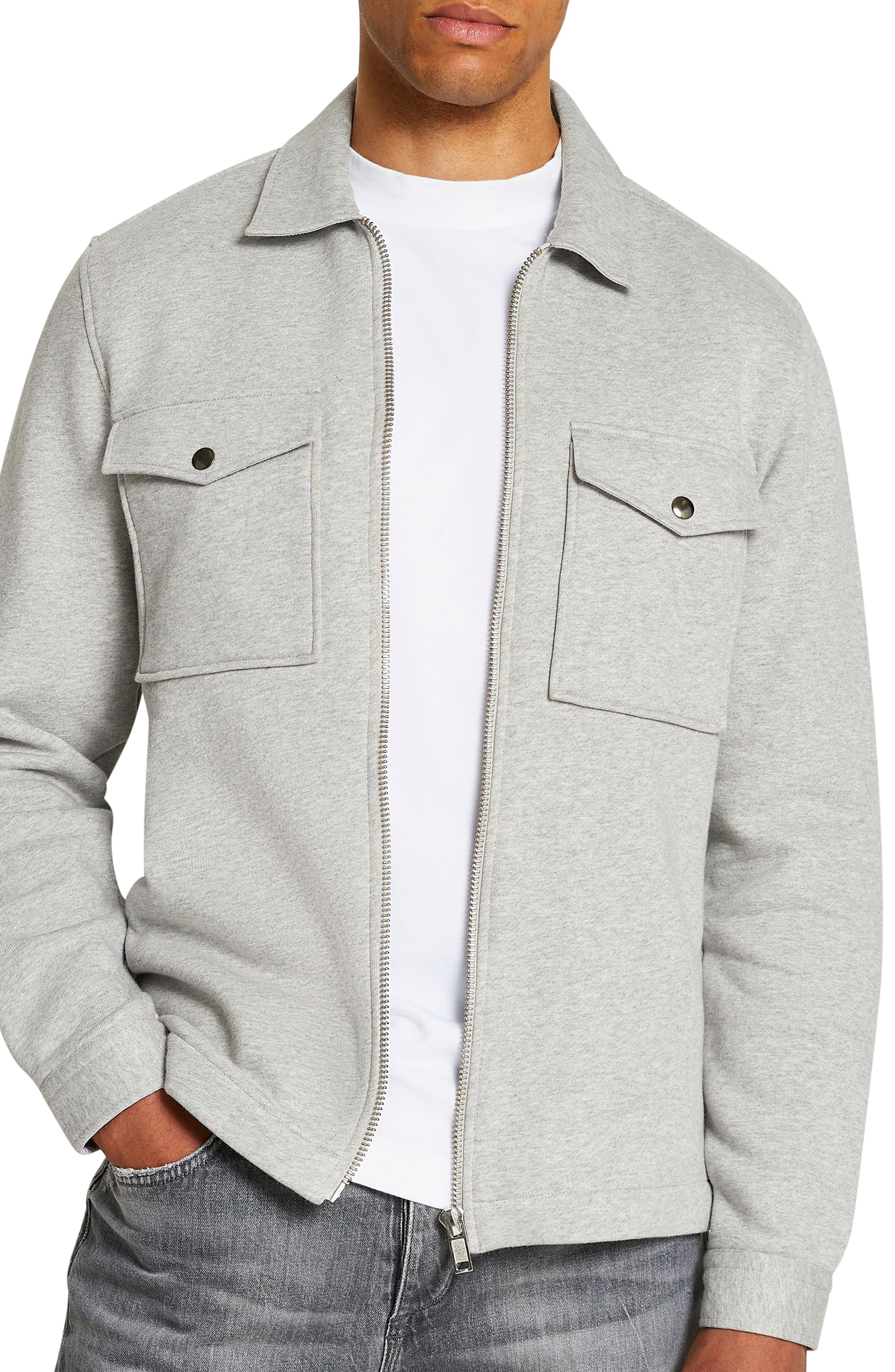 mens grey shirt jacket