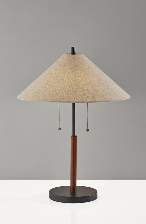 Adesso Lighting Palmer Table Lamp In Black/walnut Wood