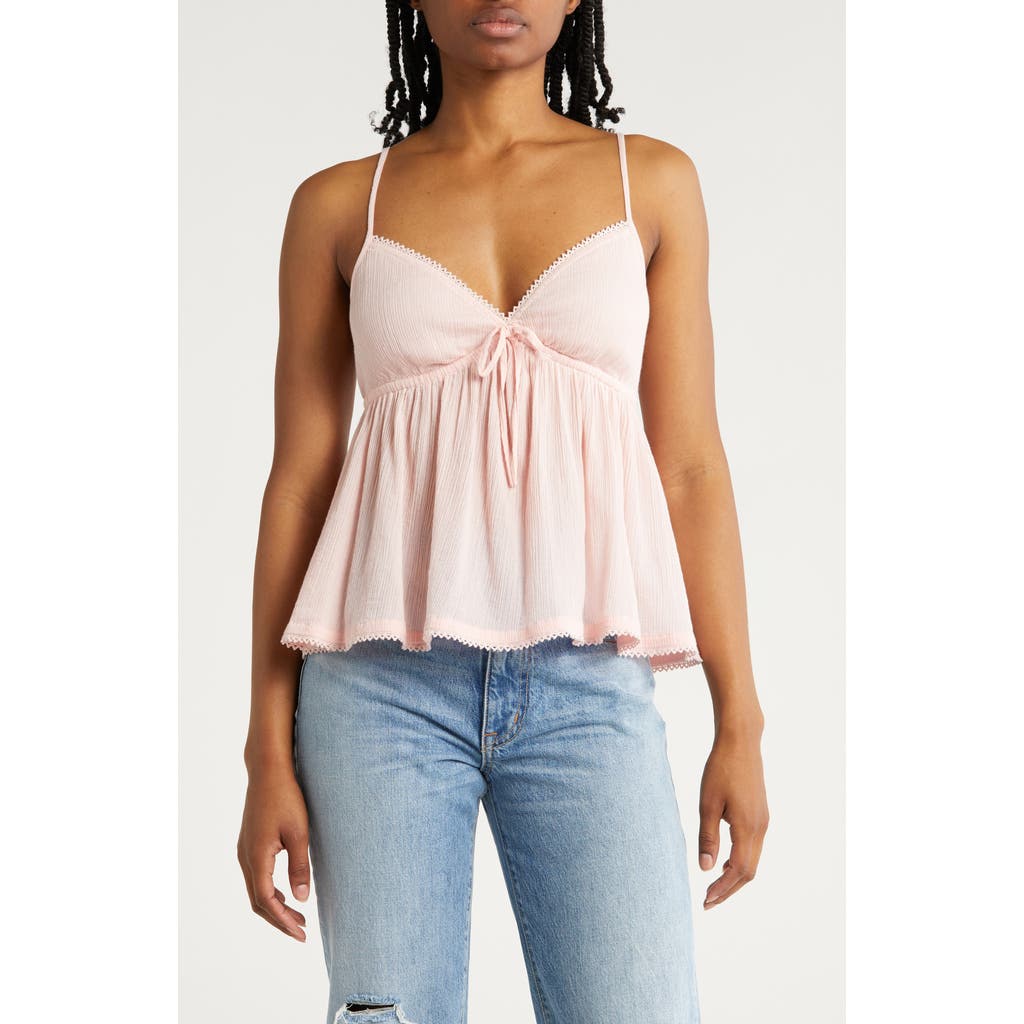Shop Abound Tie Front Cotton Babydoll Camisole In Pink Sky