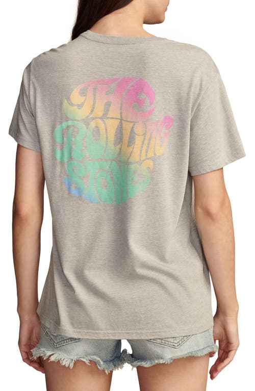 Shop Lucky Brand Rolling Stones Rainbow Tongue Graphic T-shirt In Light Heather Gray