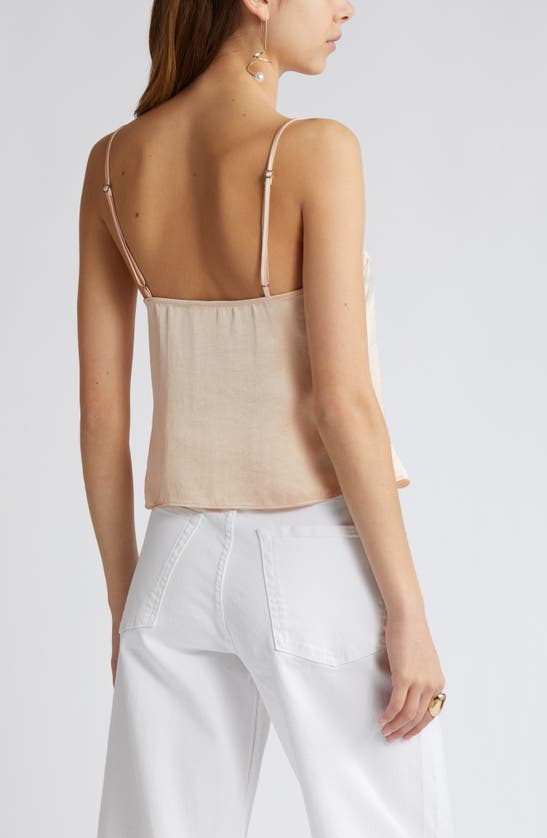 Open Edit Lace Inset Satin Camisole In Beige Bisque
