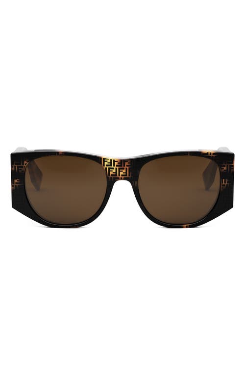'Fendi Baguette 54mm Oval Sunglasses in Havana /Brown at Nordstrom