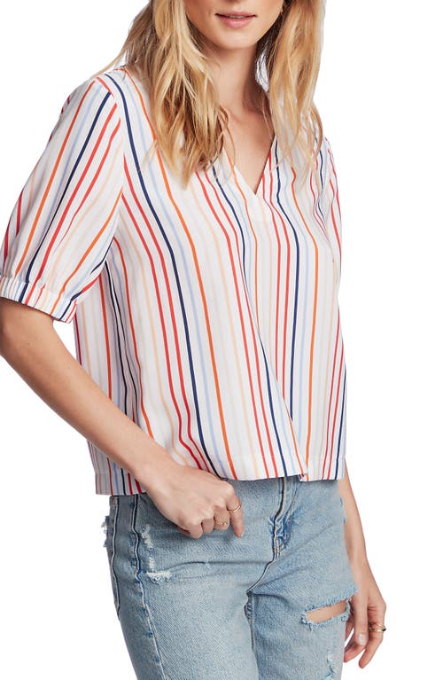 Court & Rowe Tropical Stripe Blouse In Ultra White