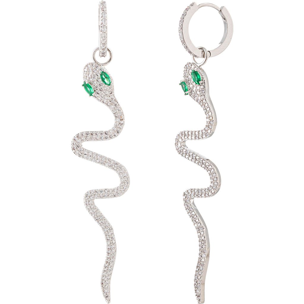 Eye Candy Los Angeles Sybill Snake Drop Earrings In Silver