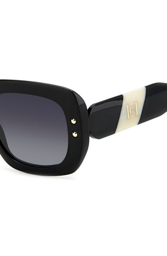 Shop Carolina Herrera 52mm Rectangular Sunglasses In Black/ Cream